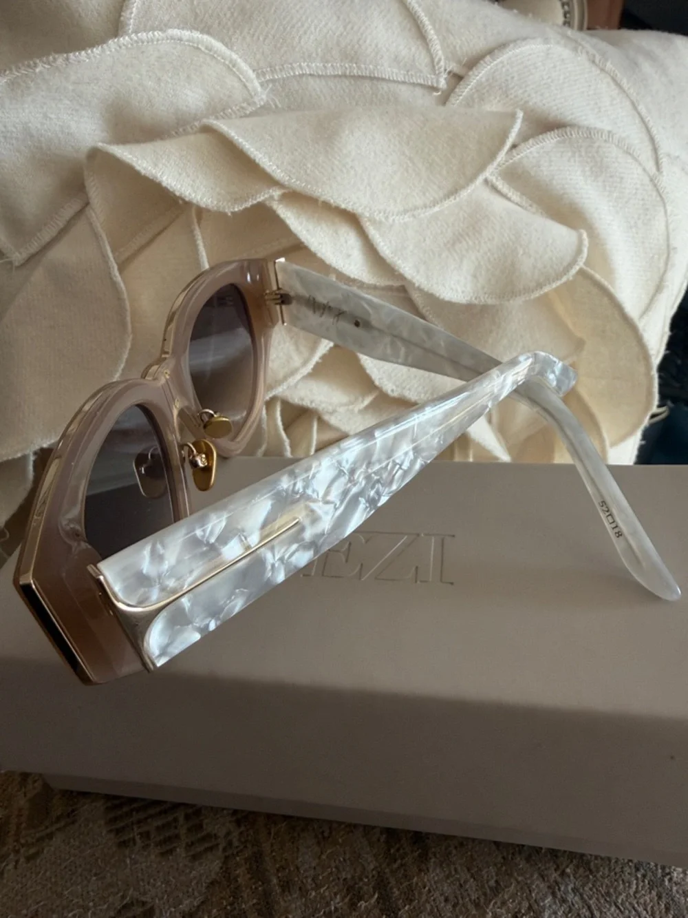 DEZI Beige Cat-Eye naked pearl color smoke lenses. new with box!